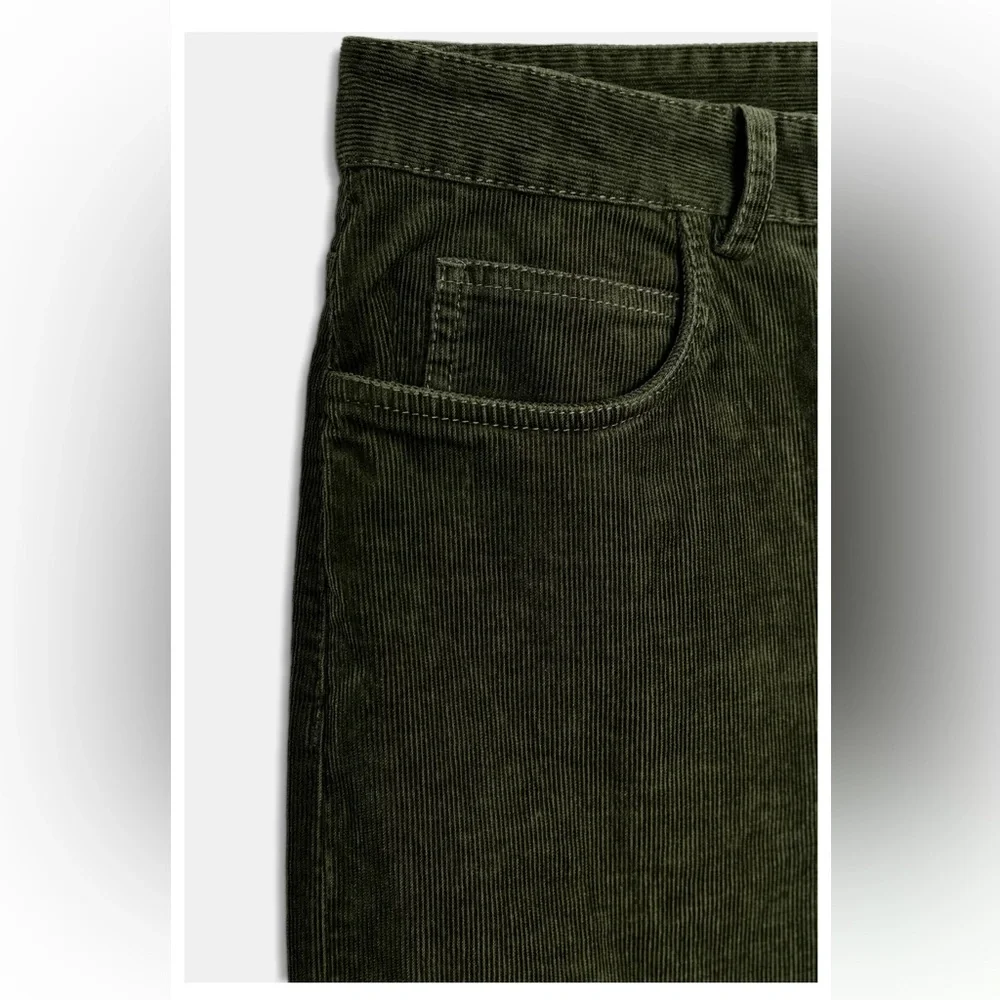 Zara NWT ZW COLLECTION corduroy dark green pants